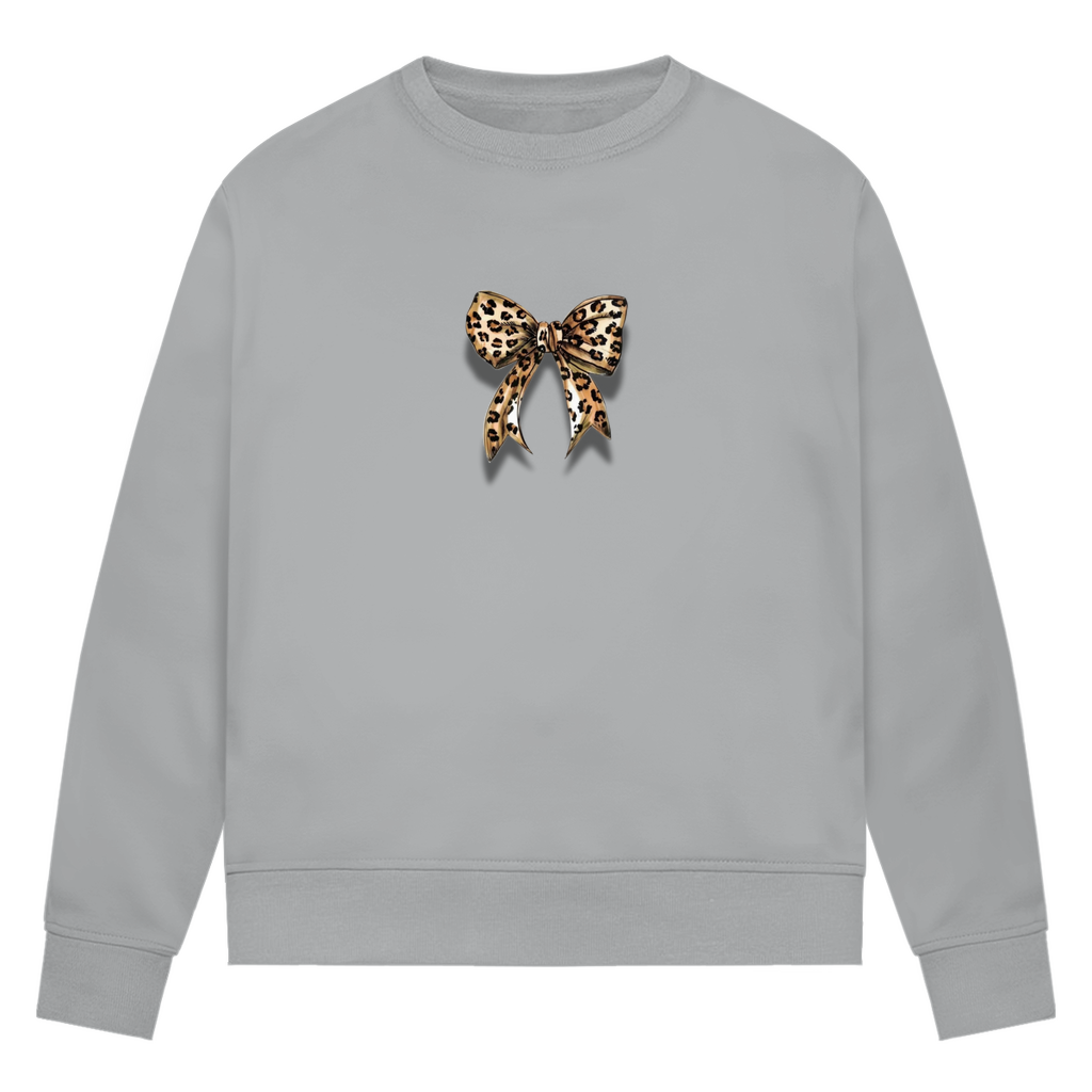 Damen Sweatshirt mit trendy Leopard Design Schleife