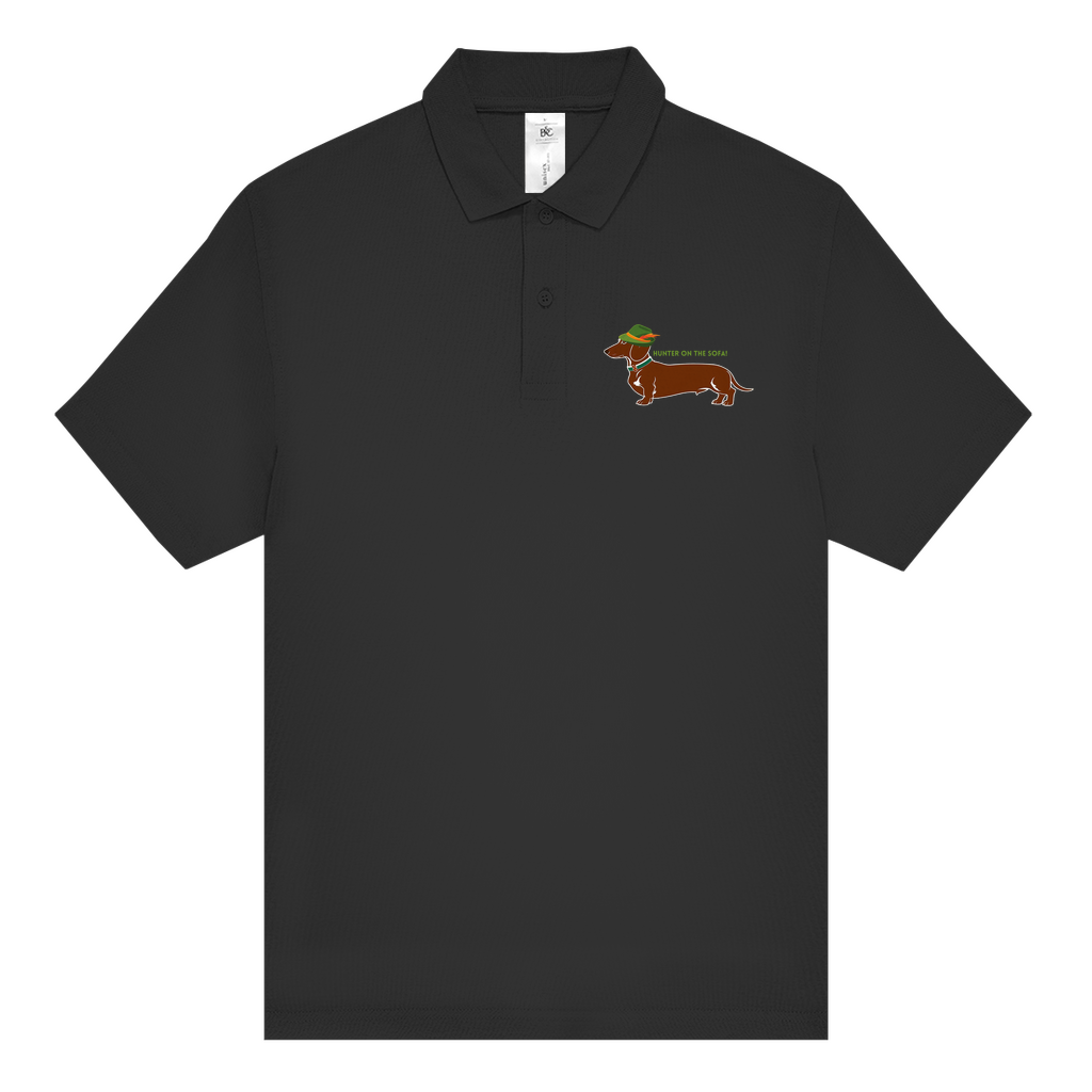 Männer Poloshirt mit lustigem Hunter Dackel Print Motiv