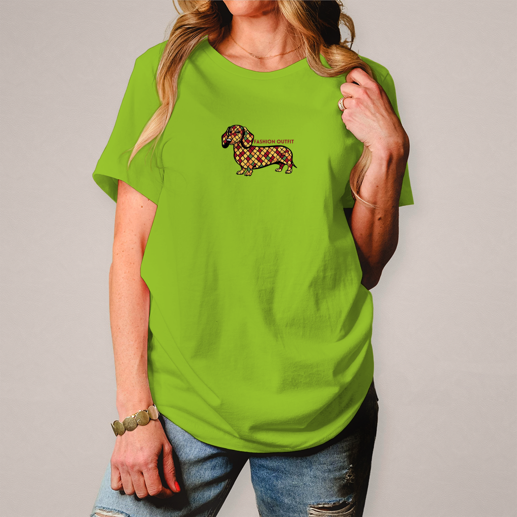 Dackel Print T-Shirt mit Fashion Queen Aufdruck