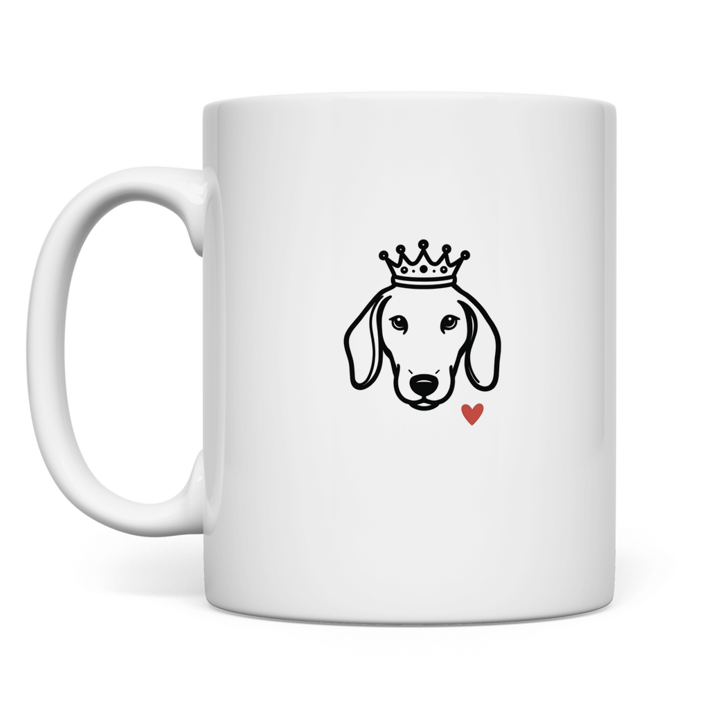 Keramik Becher-Tasse mit Dackel Print Motiv Krone