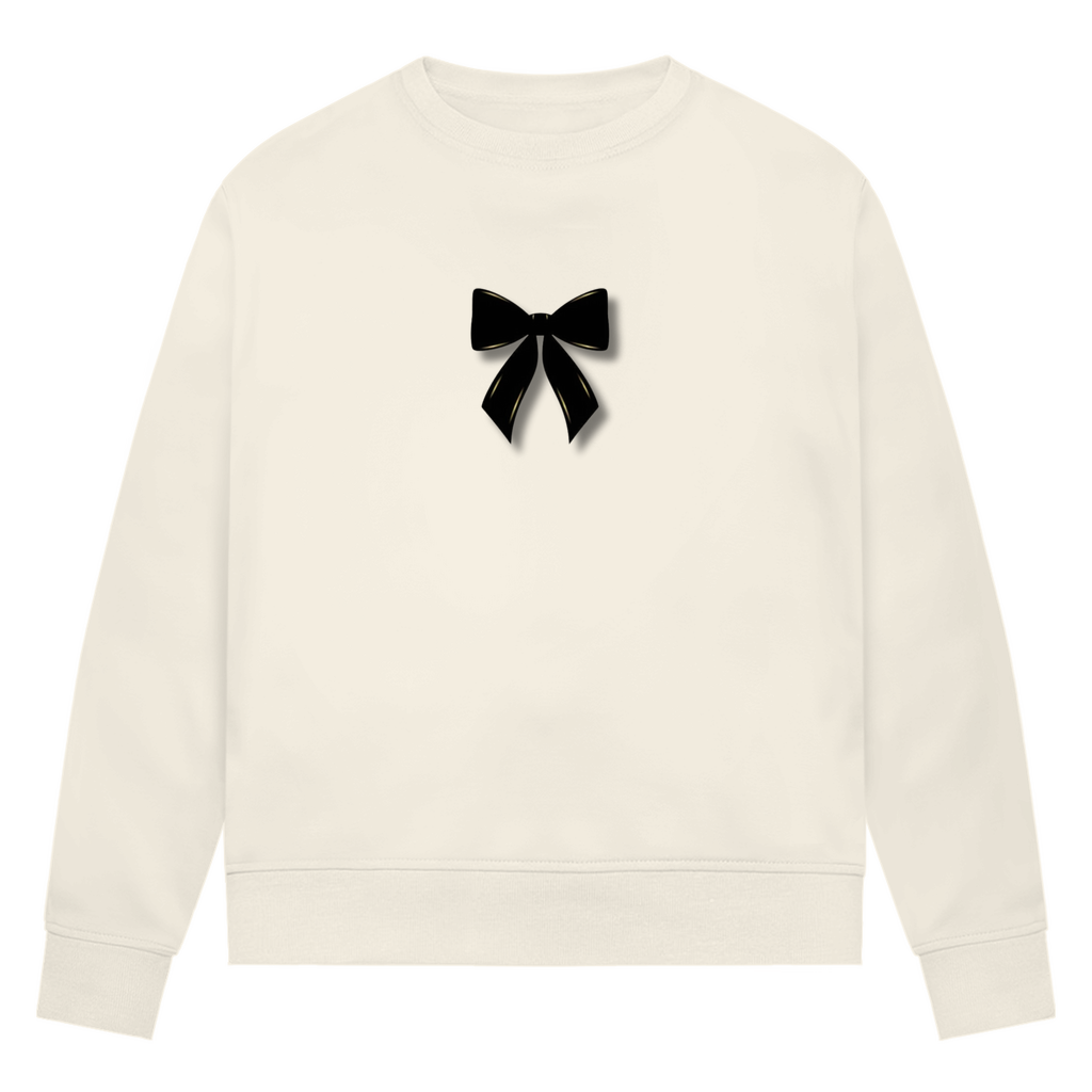 Damen Premium Bio Sweatshirt Schleife schwarz