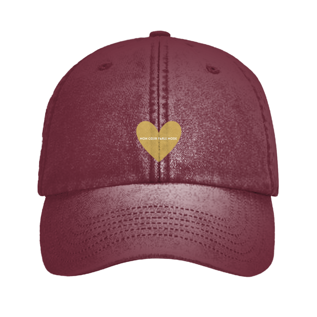 Fashionista Cap mit Herz in Farbe Gold und Zitat "mon coeur parle mode"