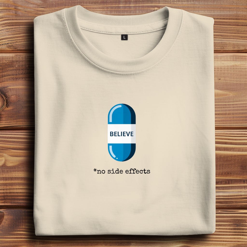 Männer Oversize T-Shirt mit Statement Print "Believe Pill"