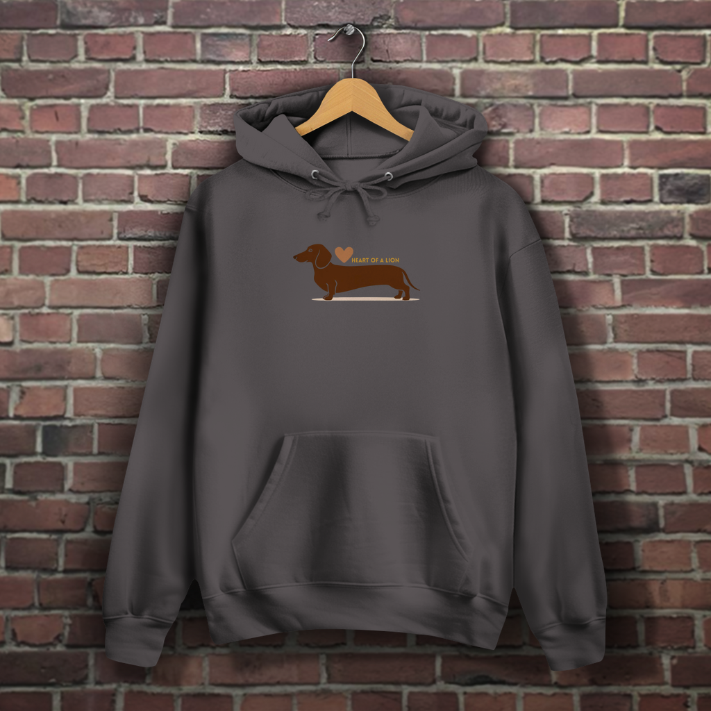 Hoodie dunkelgrau mit Dackel Print vorderseite