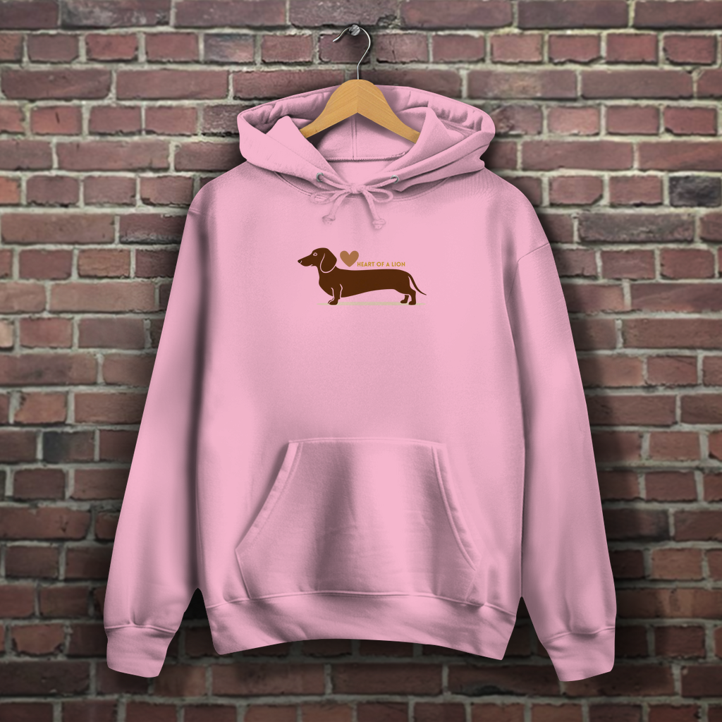 Hoodie altrosa mit Dackel Print vorderseite