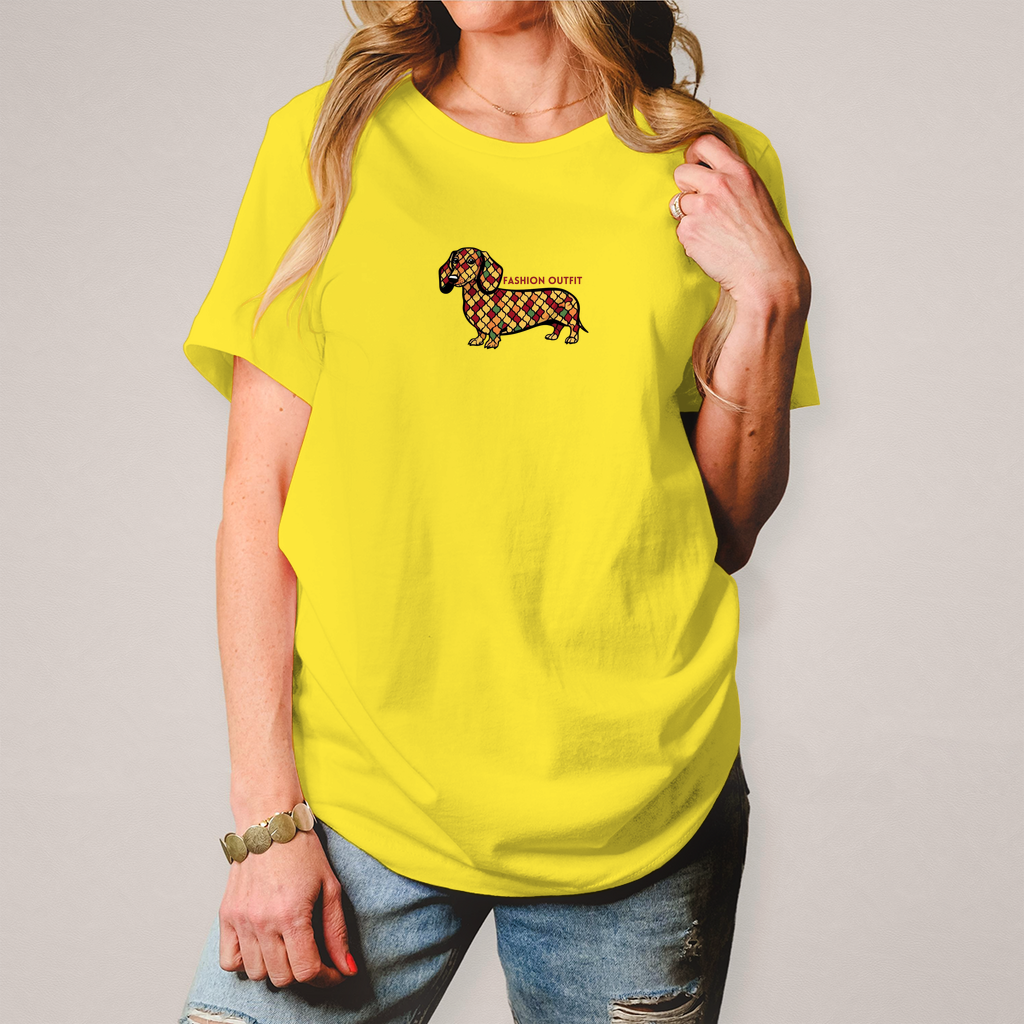 Dackel Print T-Shirt mit Fashion Queen Aufdruck