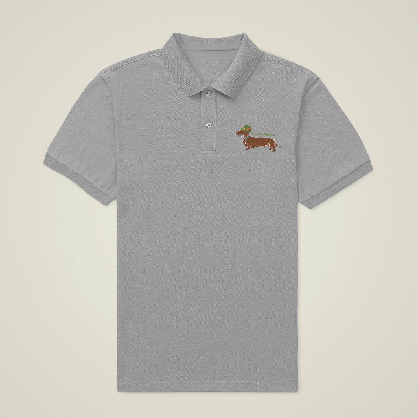 Männer Poloshirt mit lustigem Hunter Dackel Print Motiv