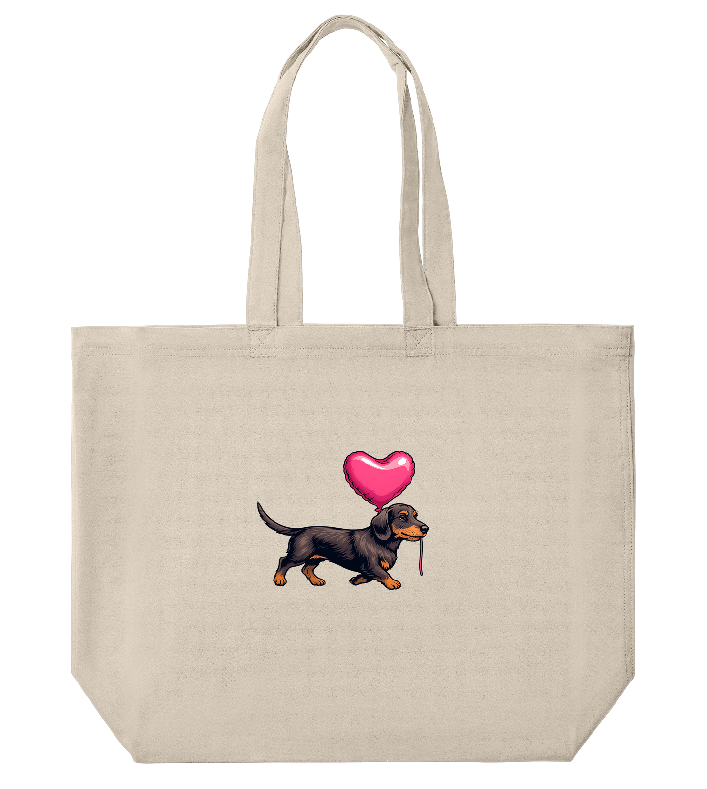 Große Tote Bag mit Dachshund Print Motiv aus Organic Cotton