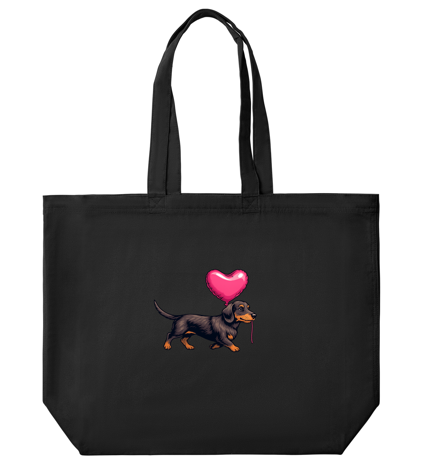 Große Tote Bag mit Dachshund Print Motiv aus Organic Cotton