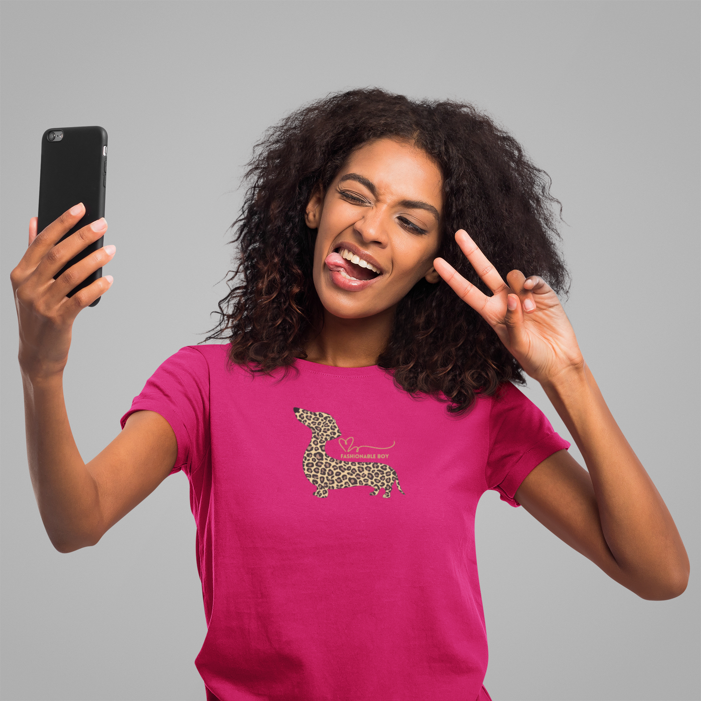 Printed T-shirt for women with funny dachshund print