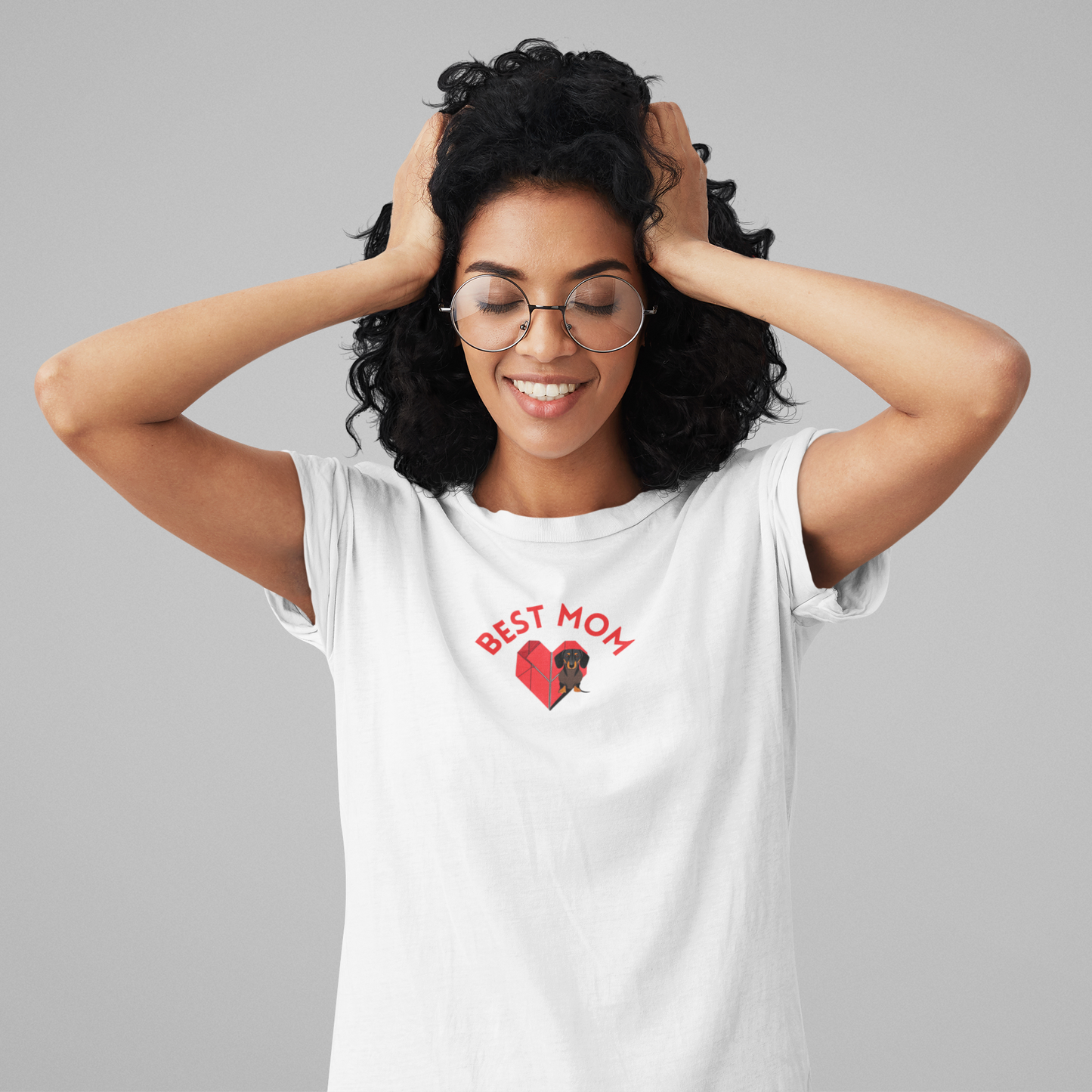 Süßes Dackel Damen T-Shirt-"Best Mom" Dackel Motiv