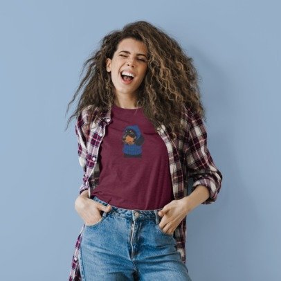 Süßes Damen T-Shirt mit Dackel-Motiv Beanie & Schal