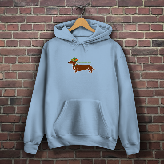 Damen Hoodie mit Dackel Print in hellblau