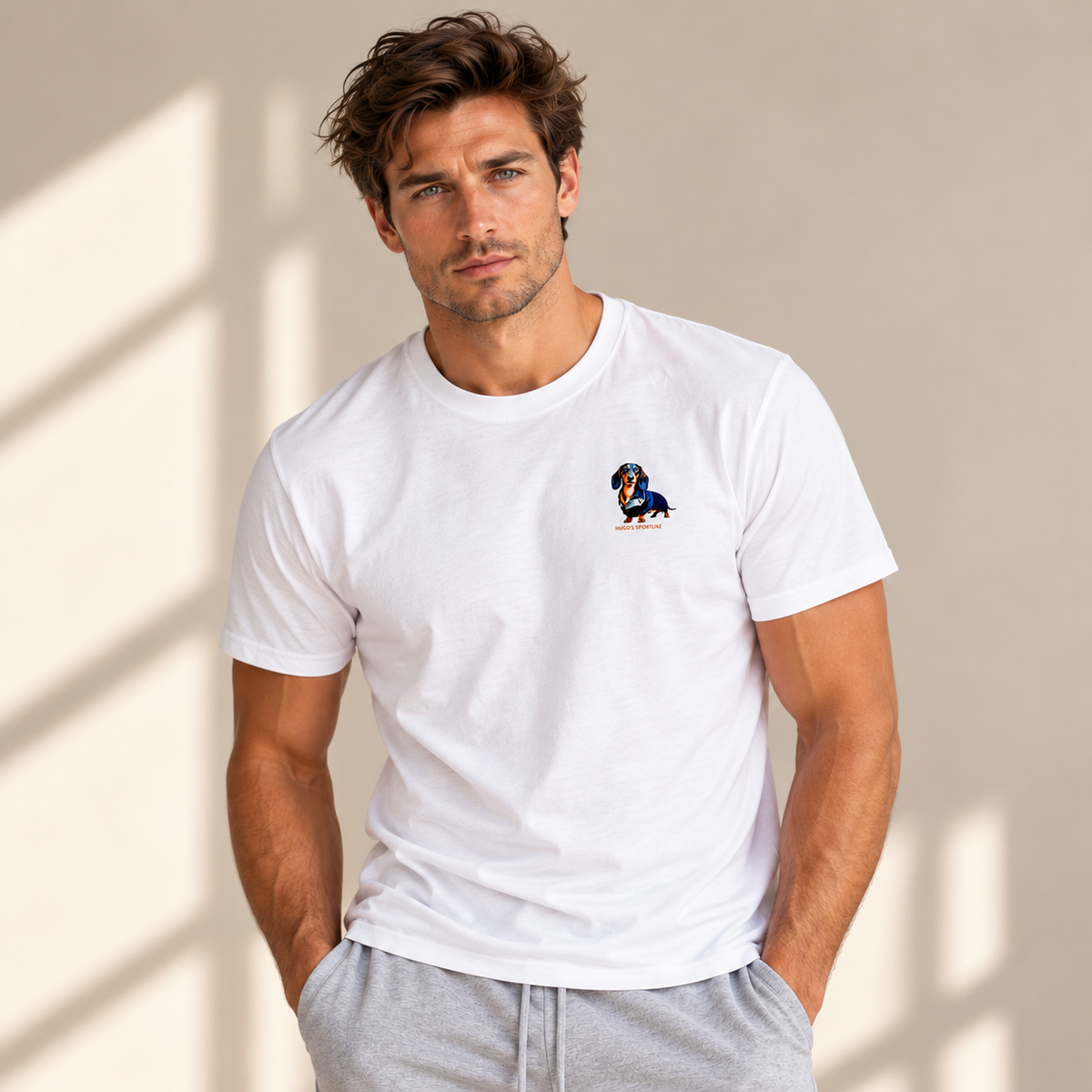 T-shirt with dachshund motif Hugo's Sportline for men