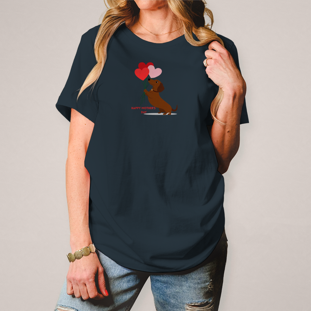Dackel T-Shirt Happy Mother's day für Damen