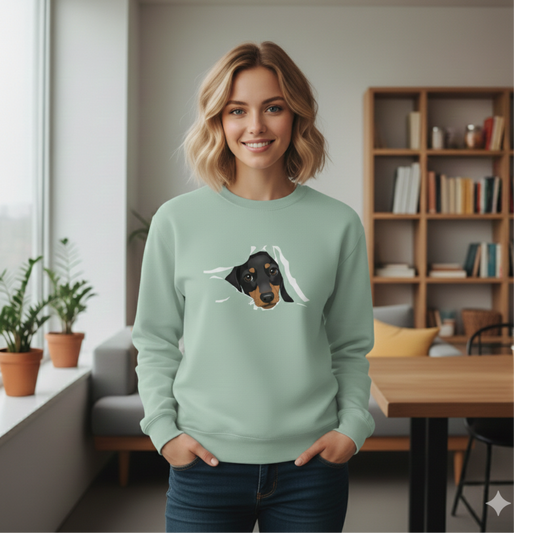 Sweatshirt mit Dackel-Blick Print für Sie&Ihn - Premium Bio Sweatshirt Puppy Look