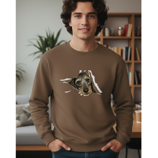 Sweatshirt mit Rauhaardackel Puppy super süß - Premium Bio Sweatshirt