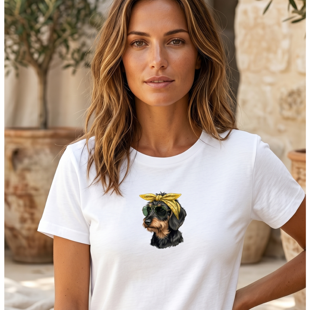 Damen Premium Bio T-Shirt "Weenie Chic Club" Rauhaar Dackel Design