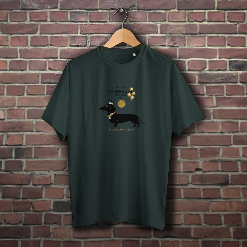 Dackel T-Shirt World Dachshund Day 2025 – Minimalistisches Unisex Shirt mit Luftballons