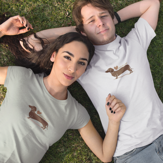 Dackel T-Shirt unisex mit Herz Print Aufdruck