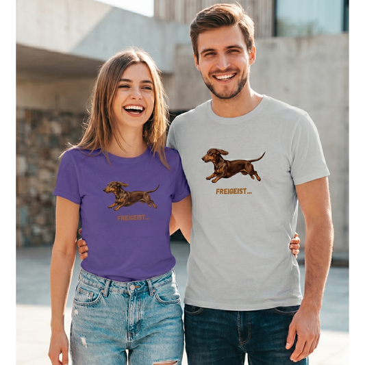 Unisex T-Shirt mit Glatthaar Dackel Design "Freigeist"