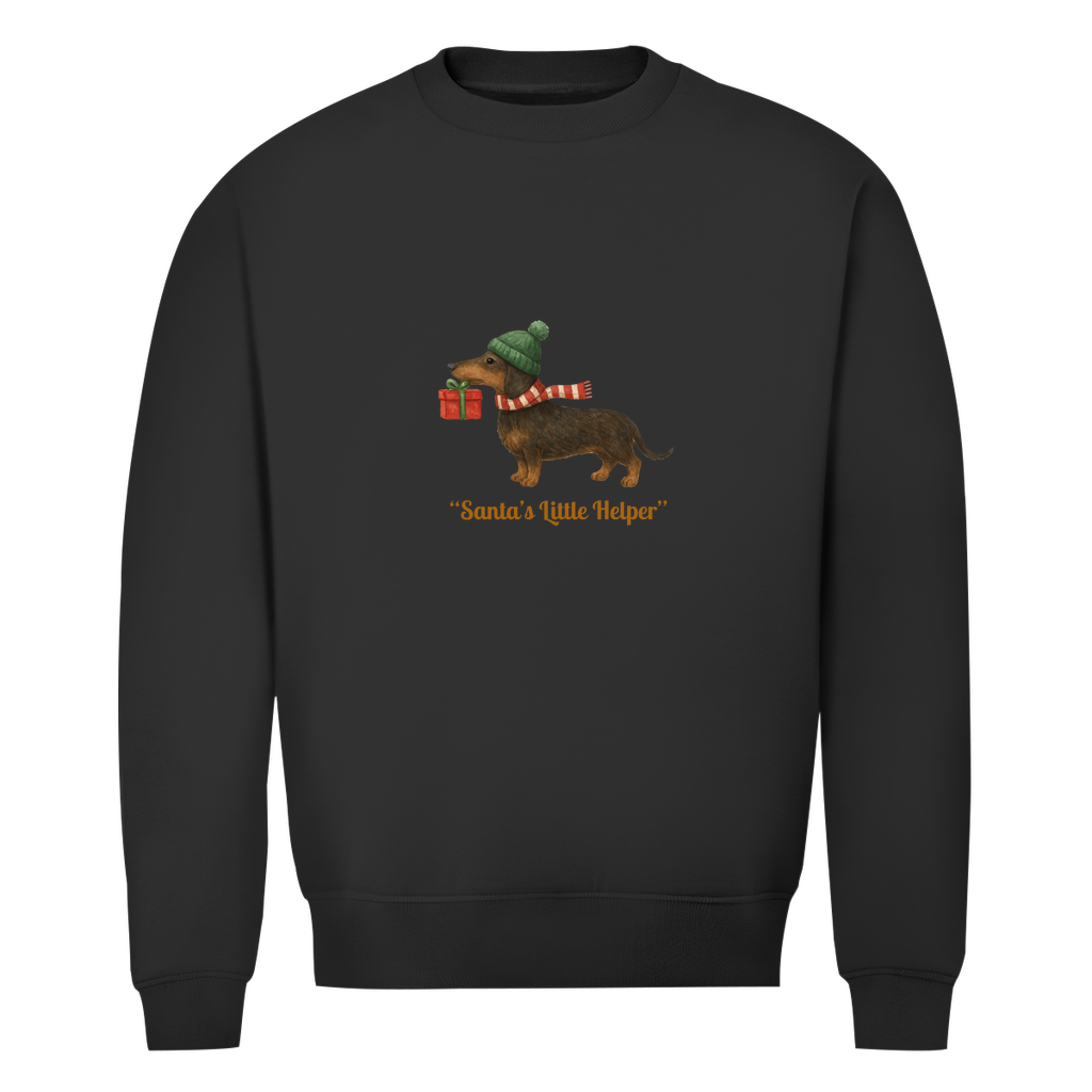 Unisex Sweatshirt für Weihnachten Premium Bio mit "Santas little Helper"Dackel