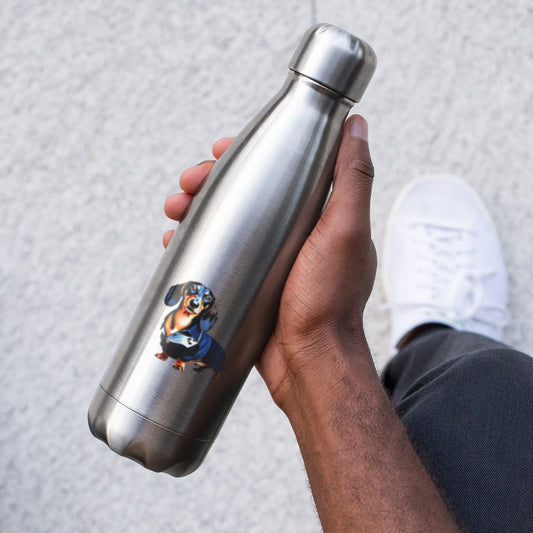 Stainless steel thermos flask with dachshund print