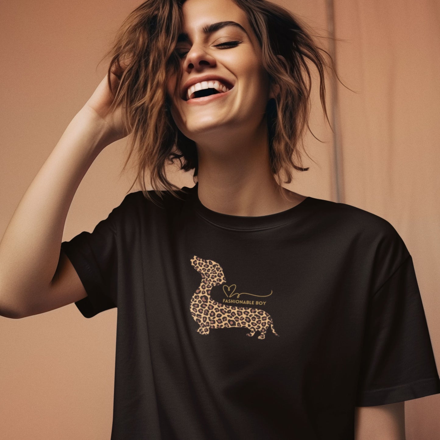 Printed T-shirt for women with funny dachshund print