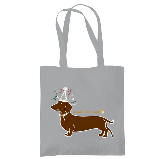 Tote Bag mit HEART OF GOLD DACKEL Print Motiv