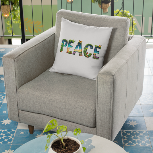 Kopfkissen zweifarbig mit Peace Print  & Safe the planet