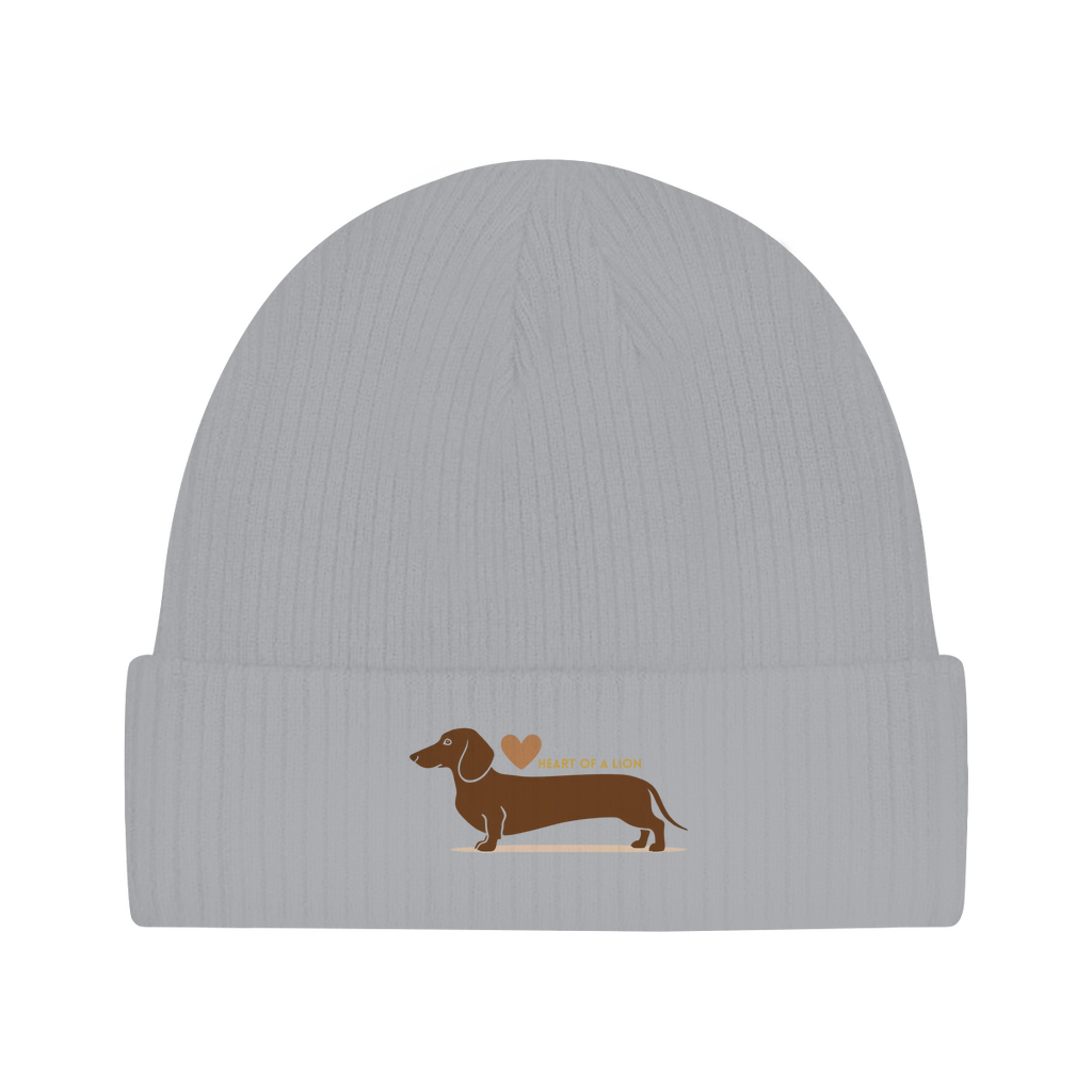 Angesagter Baumwoll Beanie mit Heart of a Lion Dackel Motiv