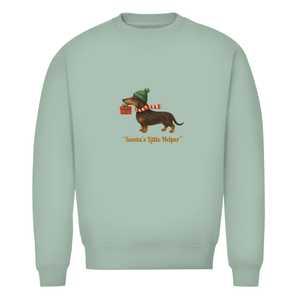 Unisex Sweatshirt für Weihnachten Premium Bio mit "Santas little Helper"Dackel