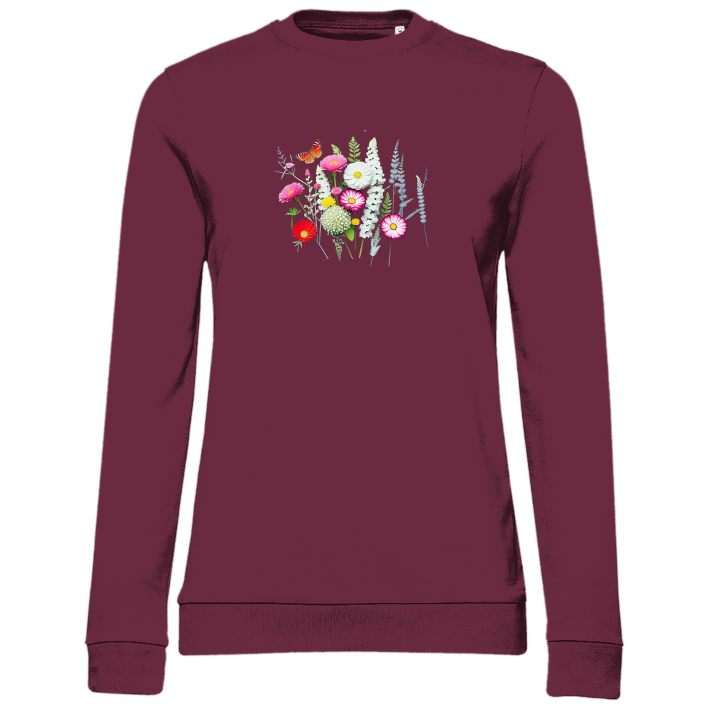 Damen Sweatshirt mit Wiesenblumen Motiv