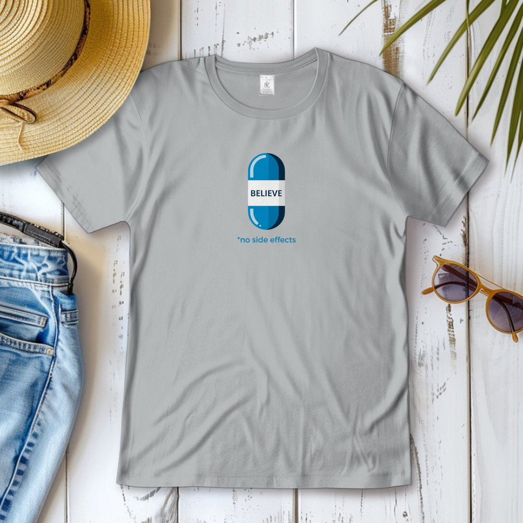 Damen T-Shirt Shirt mit Motivations Zitat BELIEVE