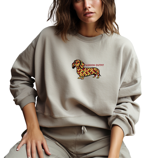 Dackel Print Damen Bio Sweatshirt mit Print Fashion Queen