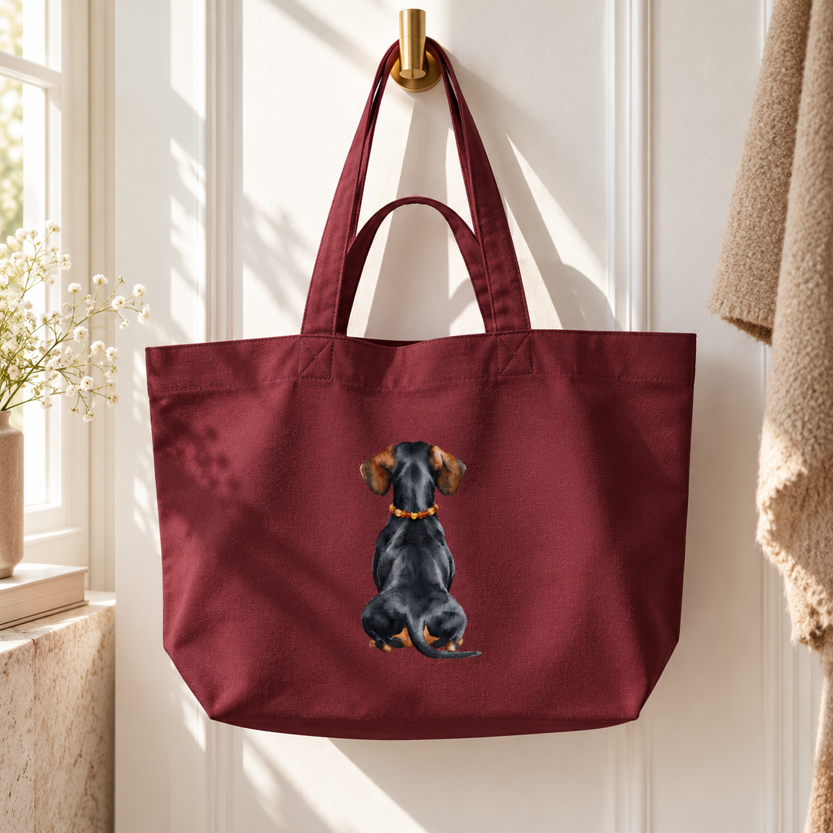 Shopping Bag Black Tan Back