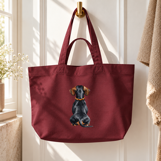 Shopping Bag Black Tan Back