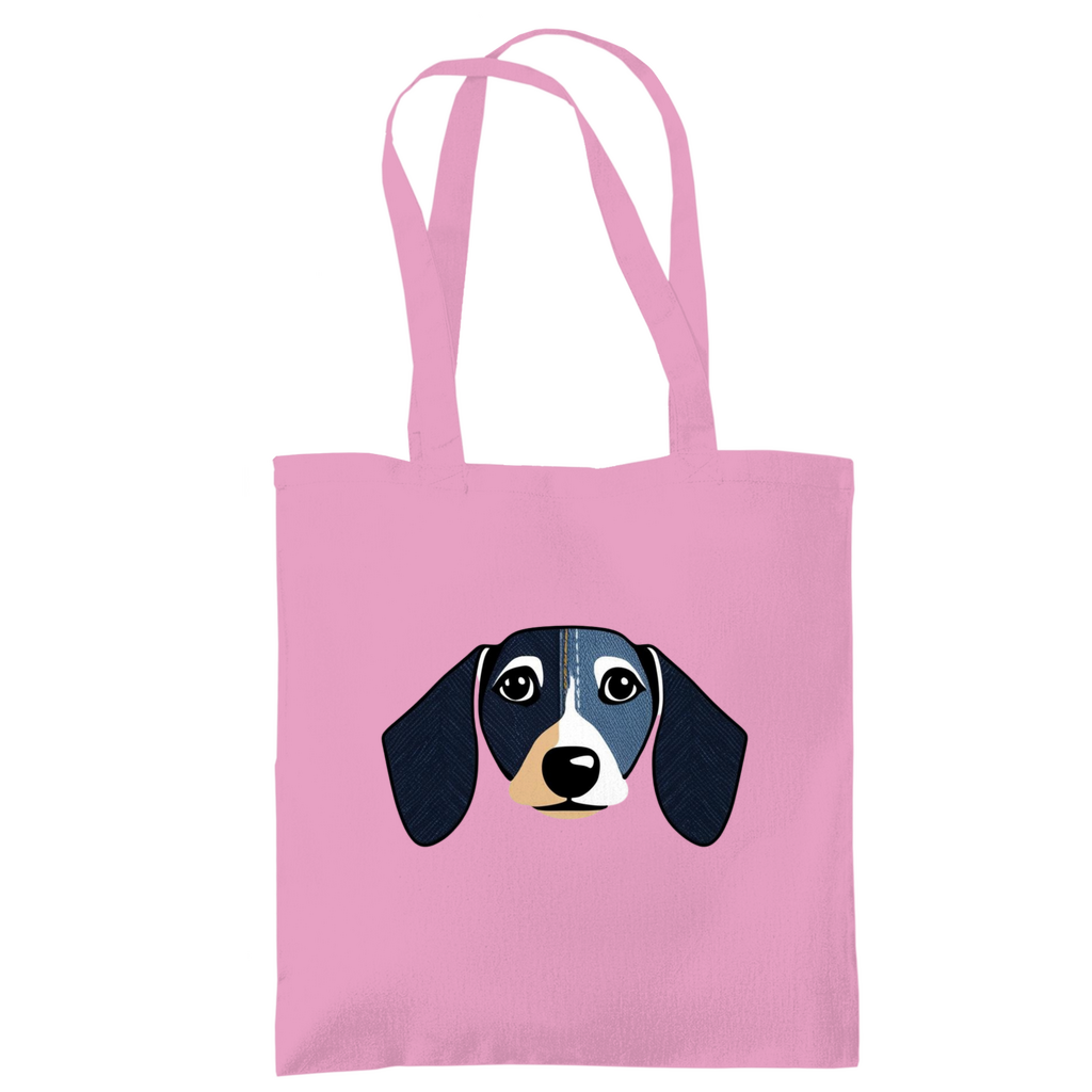 Tote bag made of cotton with a funny dachshund print, environmentally friendly and in 6 colors