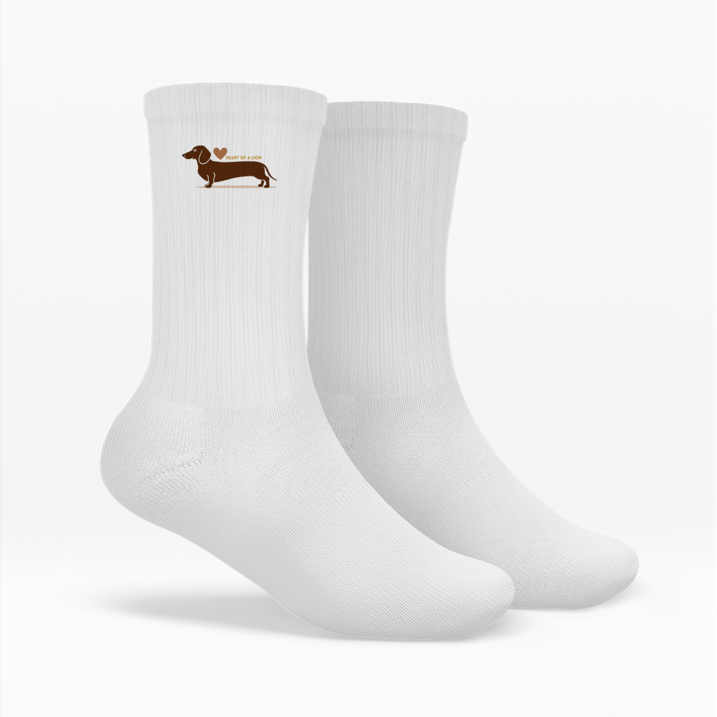 Unisex Crew Socken mit Dackel und Herz Print Motiv als Geschenkidee