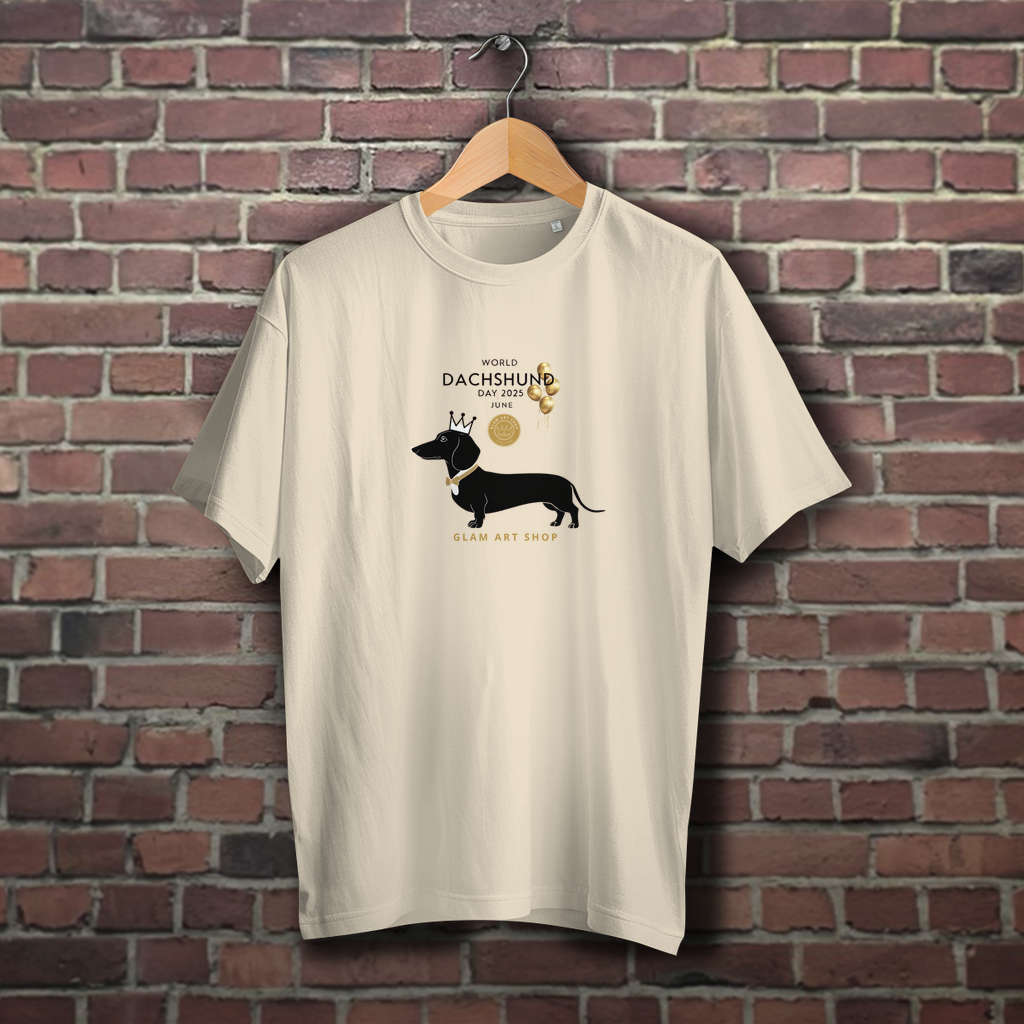Dackel T-Shirt World Dachshund Day 2025 – Minimalistisches Unisex Shirt mit Luftballons