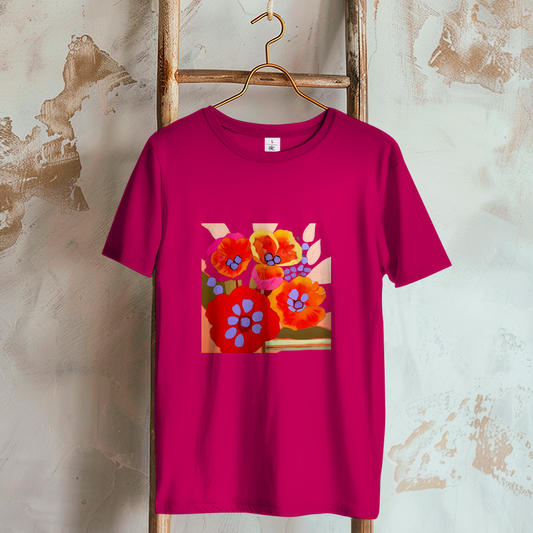 Camiseta de mujer con estampado de flores coloridas 
