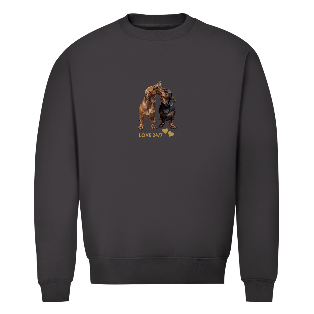Unisex Premium Bio Sweatshirt mit Dackel Print 24/7 Love