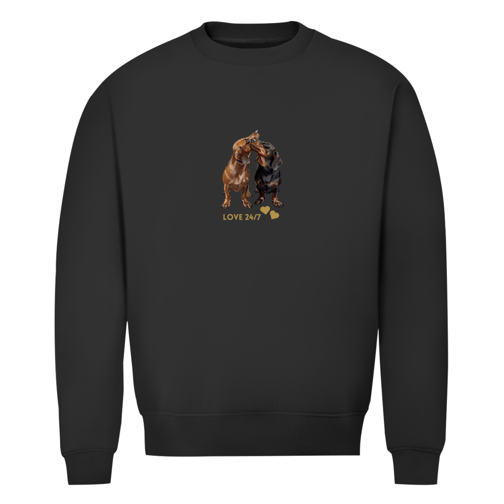 Unisex Premium Bio Sweatshirt mit Dackel Print 24/7 Love