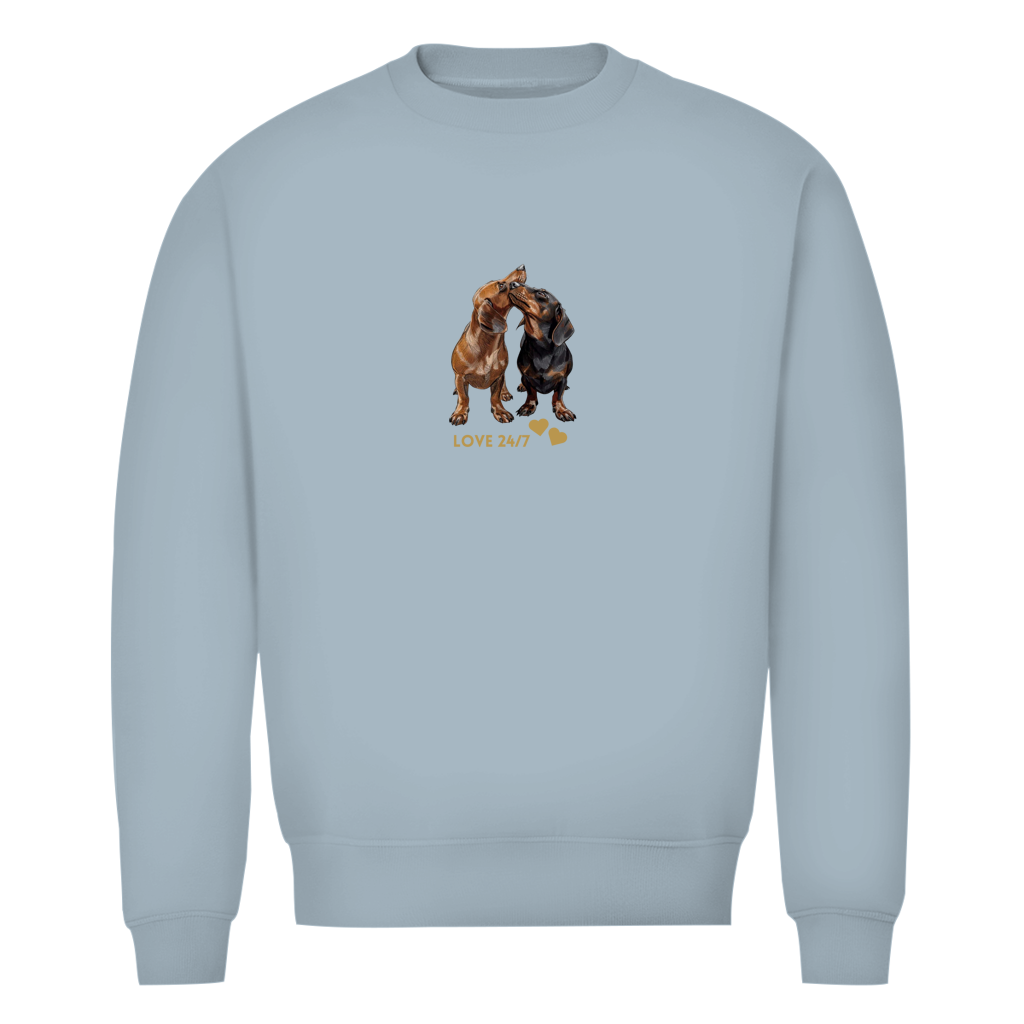 Unisex Premium Bio Sweatshirt mit Dackel Print 24/7 Love