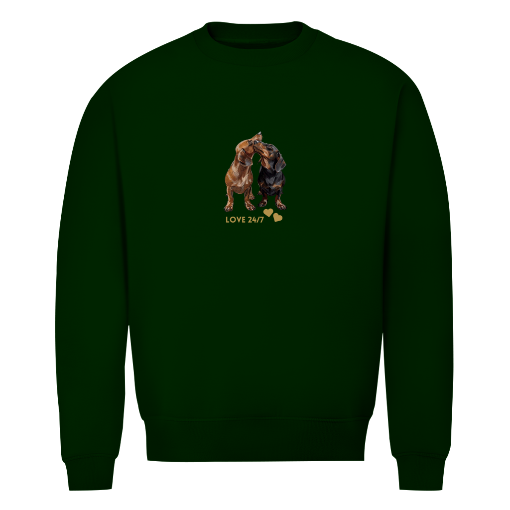 Unisex Premium Bio Sweatshirt mit Dackel Print 24/7 Love
