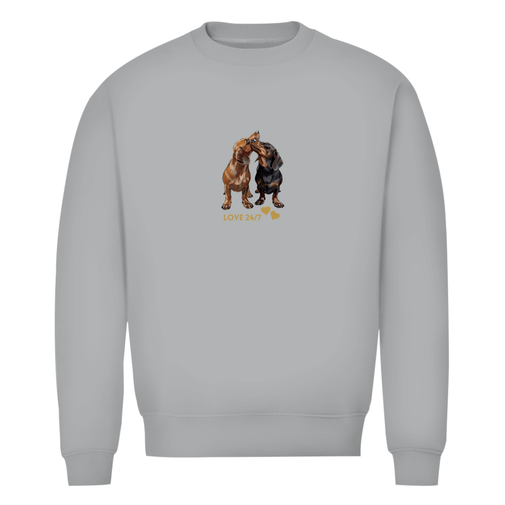 Unisex Premium Bio Sweatshirt mit Dackel Print 24/7 Love