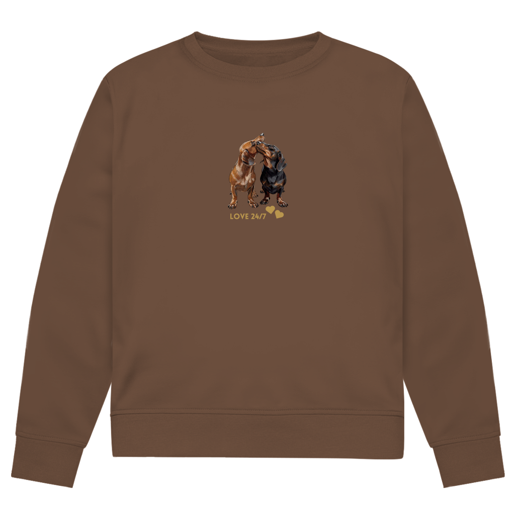 Unisex Premium Bio Sweatshirt mit Dackel Print 24/7 Love