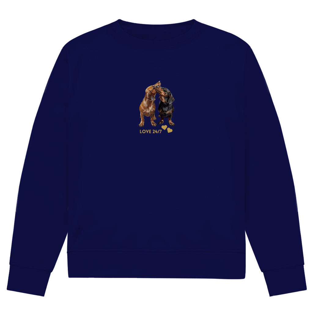 Unisex Premium Bio Sweatshirt mit Dackel Print 24/7 Love