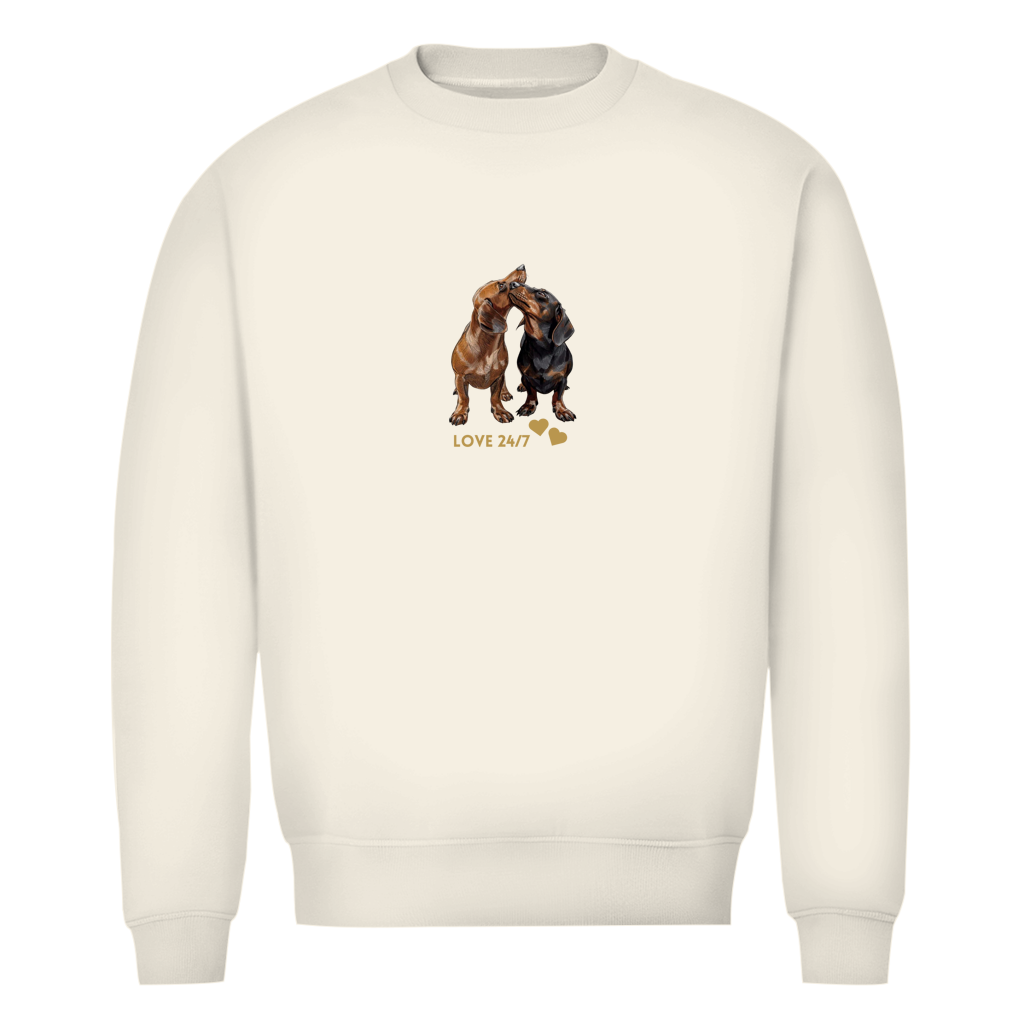 Unisex Premium Bio Sweatshirt mit Dackel Print 24/7 Love