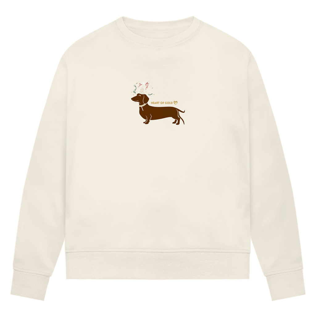 Premium Bio Sweatshirt für die Familie zu Silvester mit lustigem Party Dackel Motiv